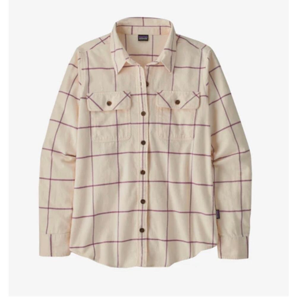 Patagonia XS Organic Cotton Midweight Fjord Flannel Shirt Cream Purple Women's